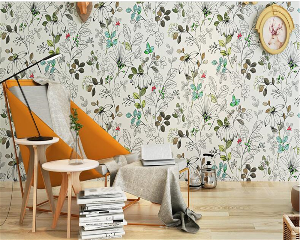Beibehang Pure Paper Wallpaper Fresh Garden Flowers - Interior Design - HD Wallpaper 