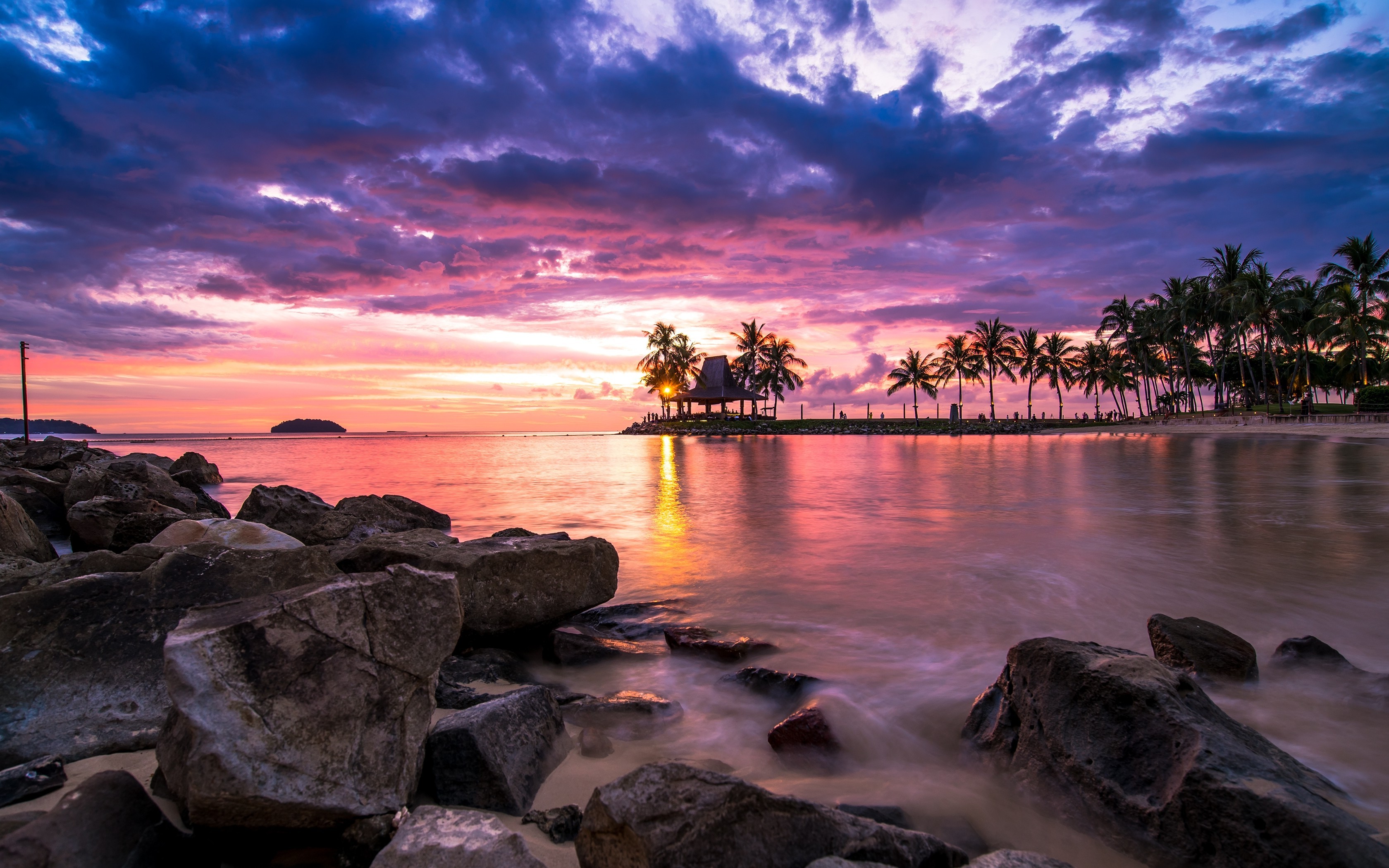 Sunset Tropical Beach Landscape - HD Wallpaper 