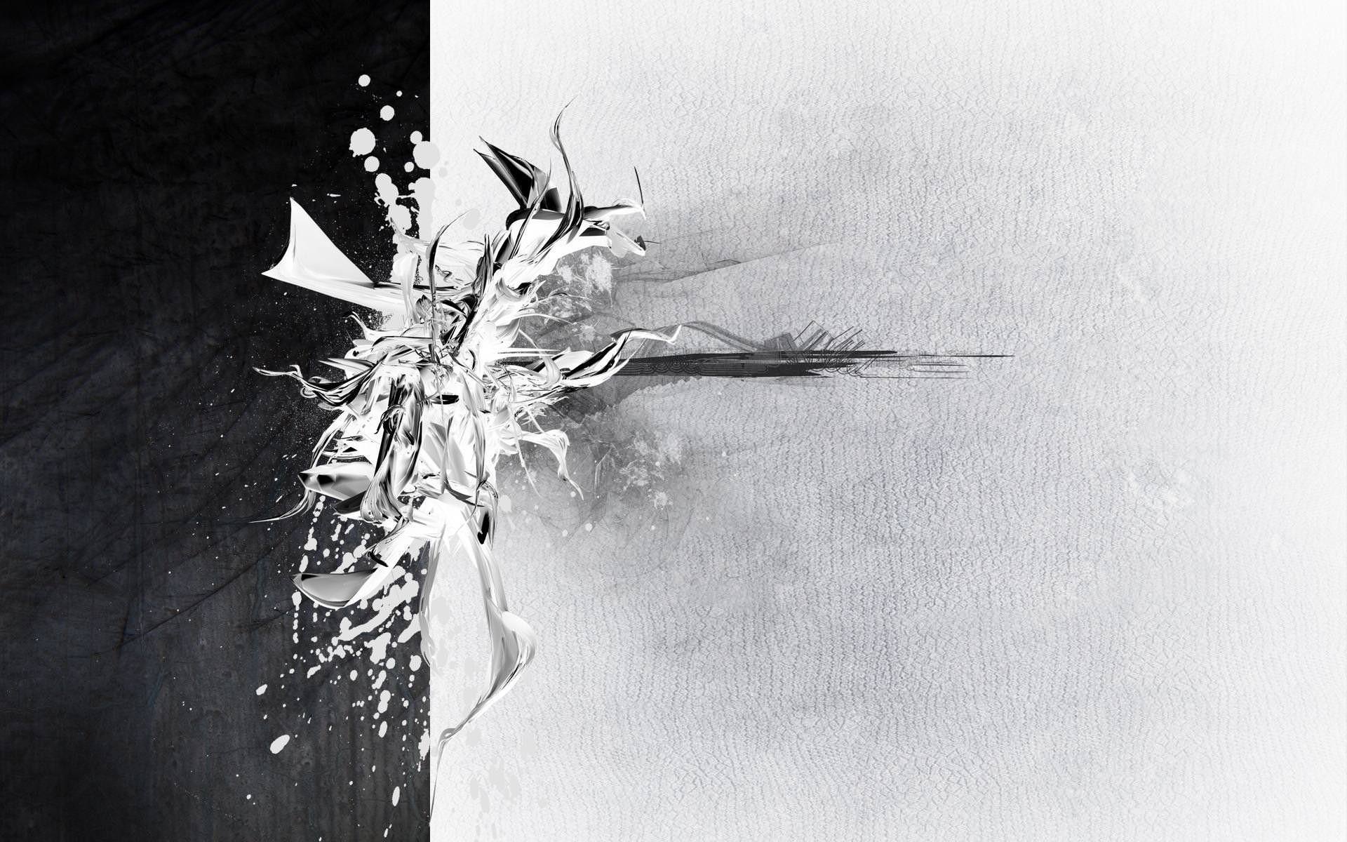 1920 × 1200 Robotic Black And White Abstract - Splitting Background - HD Wallpaper 