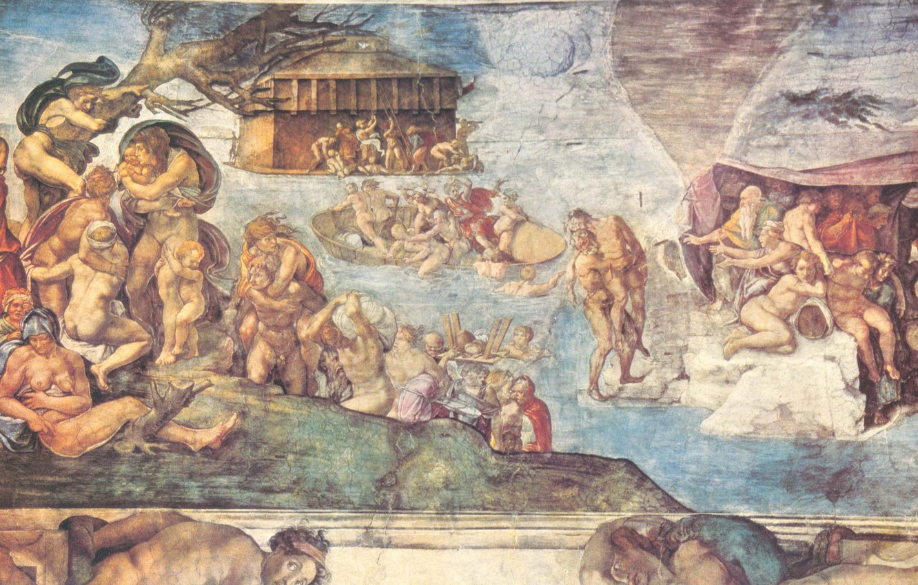 Photo Wallpaper Michelangelo Buonarroti, Defending, - Michelangelo The Flood - HD Wallpaper 