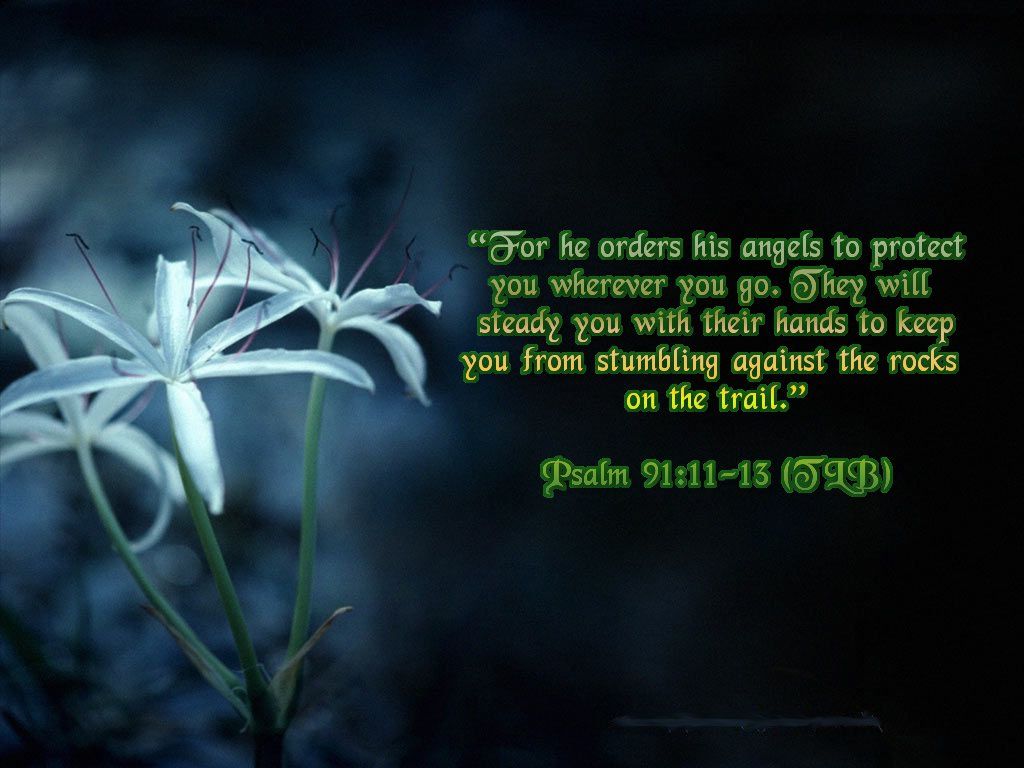 Related Pictures Labels Bible Verse Wallpapers Christian - Psalm 91 Verse 11 13 - HD Wallpaper 