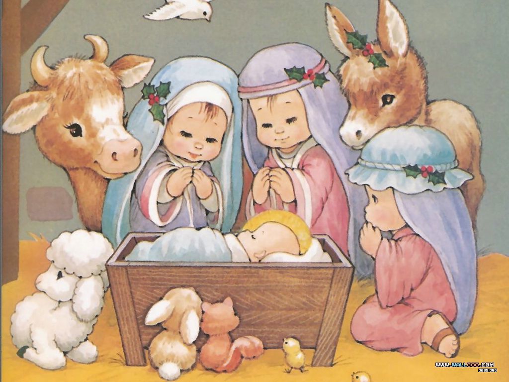 Jesus And Christmas Cute Christian Wallpaper Free Download - Cute Baby Jesus Christmas - HD Wallpaper 
