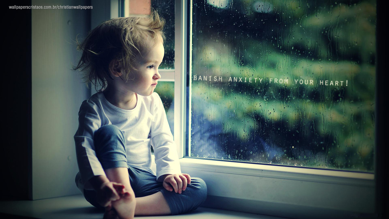 Banish Anxiety From Your Heart Christian Wallpapers - Girl With Baby Sad Quotes - HD Wallpaper 