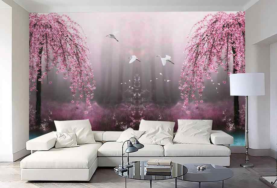 Customize Wallpaper For Walls 3 D Stereoscopic Pink - Pink Mural - HD Wallpaper 
