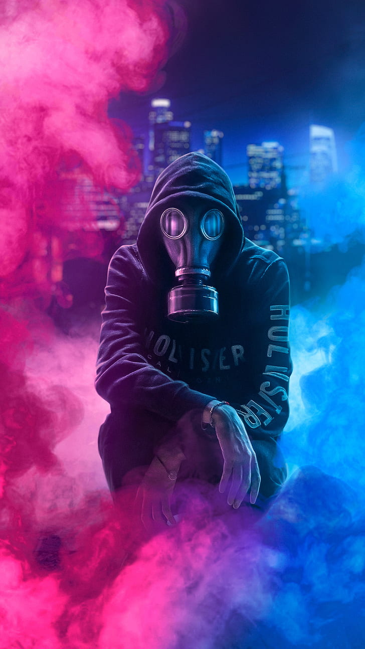 Digital, Digital Art, Artwork, Smoke, Colored Smoke, - Cool Wallpaper Gas Mask - HD Wallpaper 