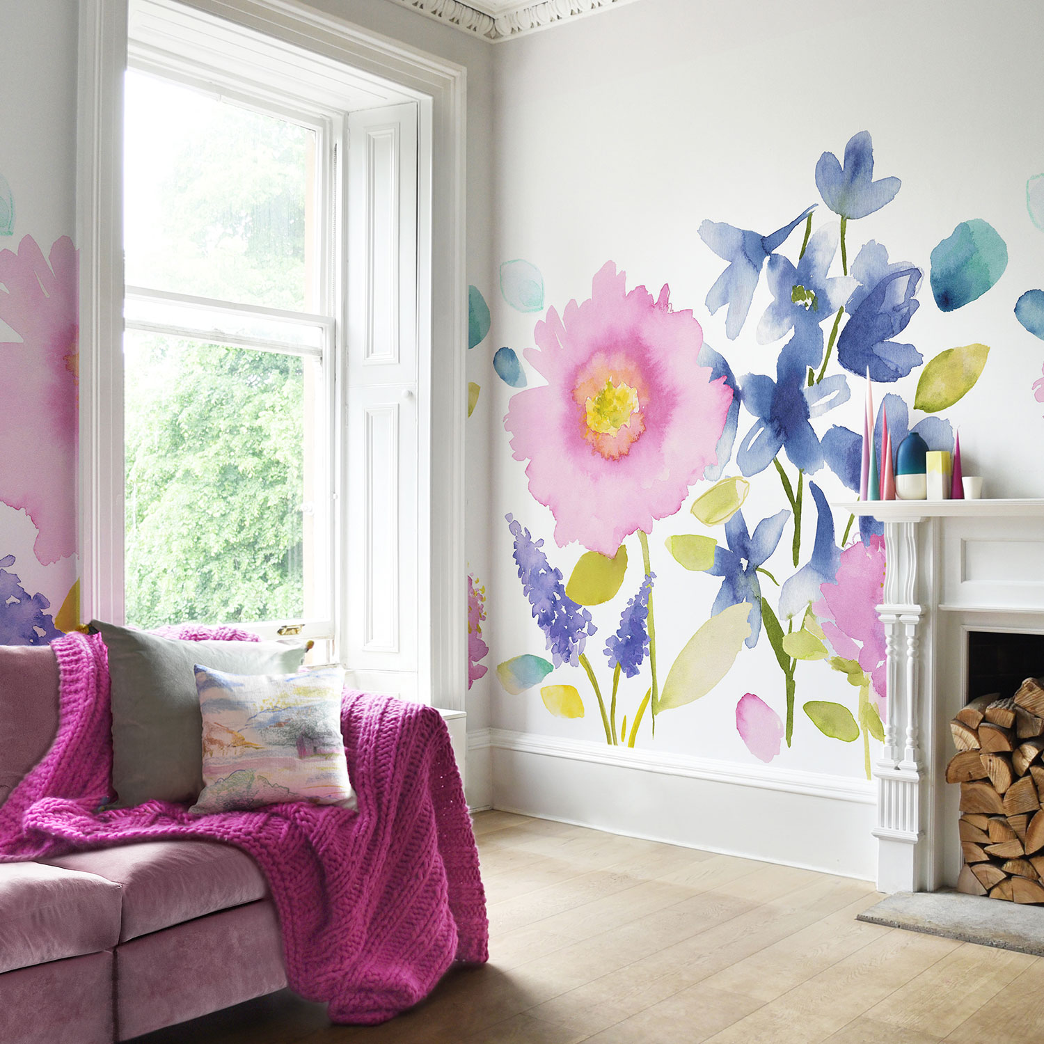 Florrie Mural Wallpaper - Mural Wallpaper Floral - HD Wallpaper 