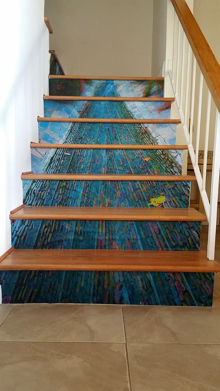 Casart Coverings Custom Creek Stair Mural Temporary - Stairs - HD Wallpaper 