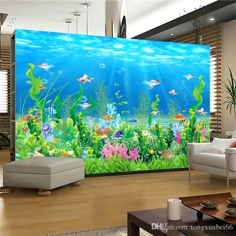 Kids Wallpaper Murals Cartoon Seabed Fish Seaweed Wall - Como Hacer Algas Con Papel - HD Wallpaper 