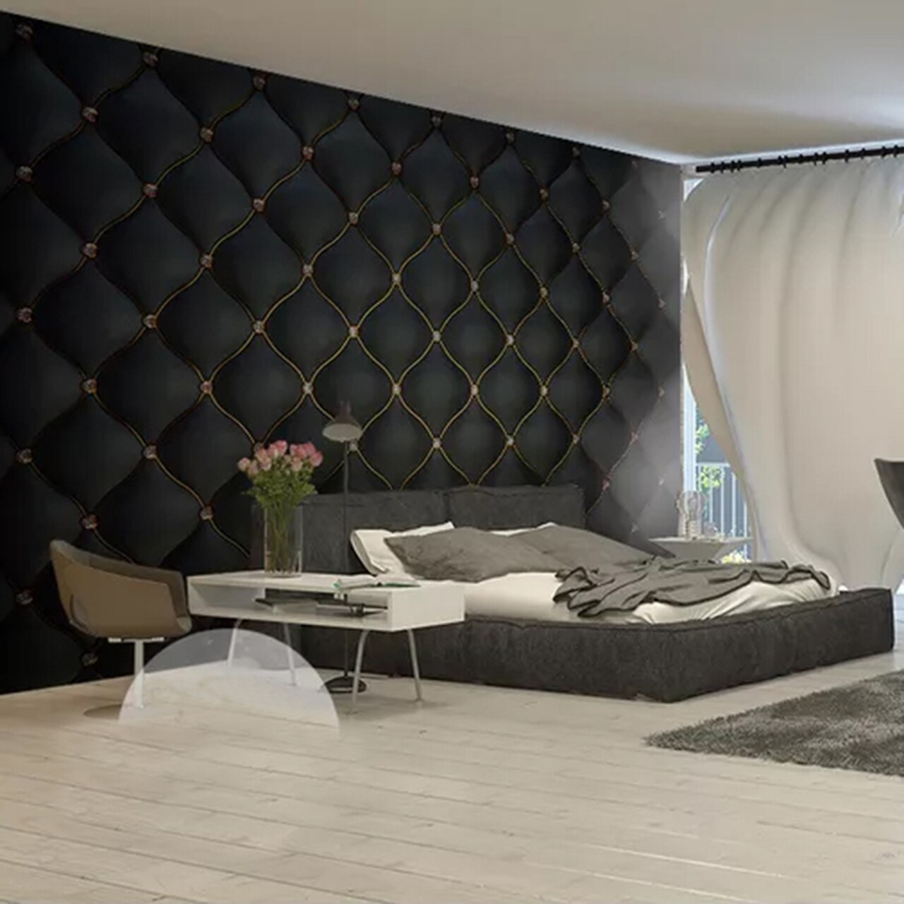 All Black Wall Paper Living Room - HD Wallpaper 