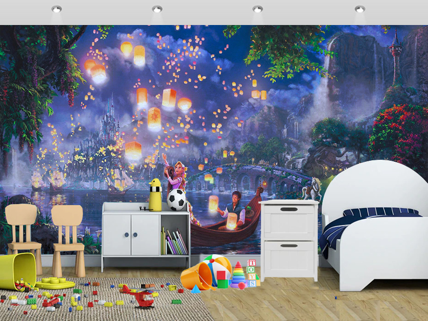 Beautiful Boat And Lantern Tangled Wall Mural Kids - Seamless Pattern Aztec Hd - HD Wallpaper 