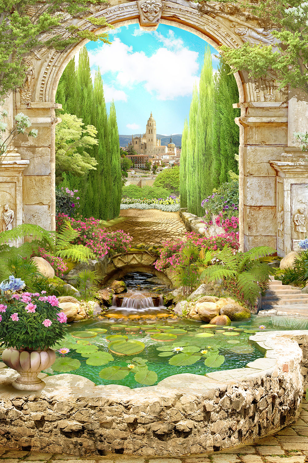 Lilly Pond - Natural 3d Wall Paper - HD Wallpaper 