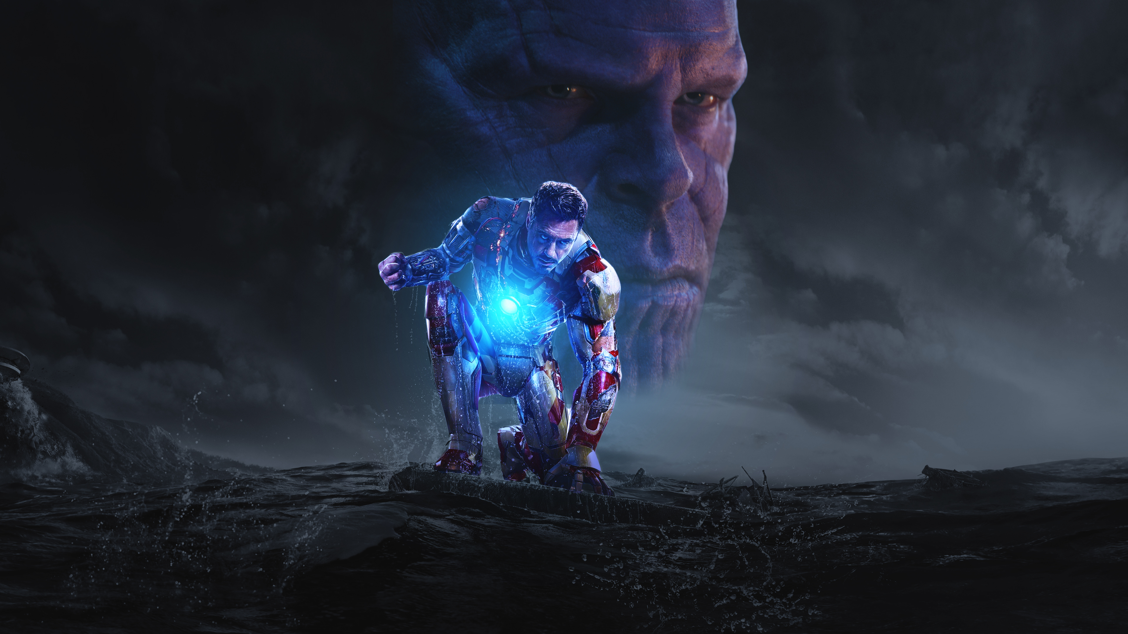 Iron Man And Thanos In Avengers Infinity War, Hd - Iron Man Nano Gauntlet - HD Wallpaper 