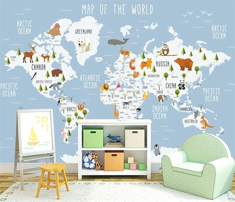 Image 0 World Map Wallpaper For Walls India Kids Wall - Kids Room Wall Map - HD Wallpaper 
