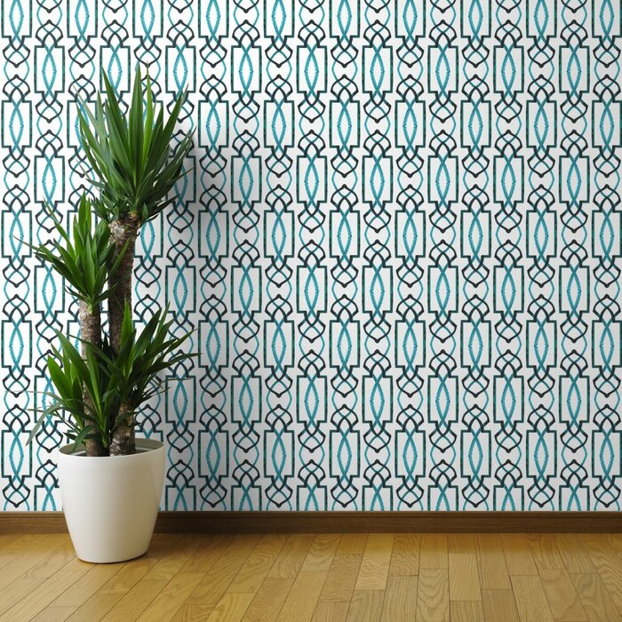 Turquoise Mid Century Peel And Stick Pattern - HD Wallpaper 