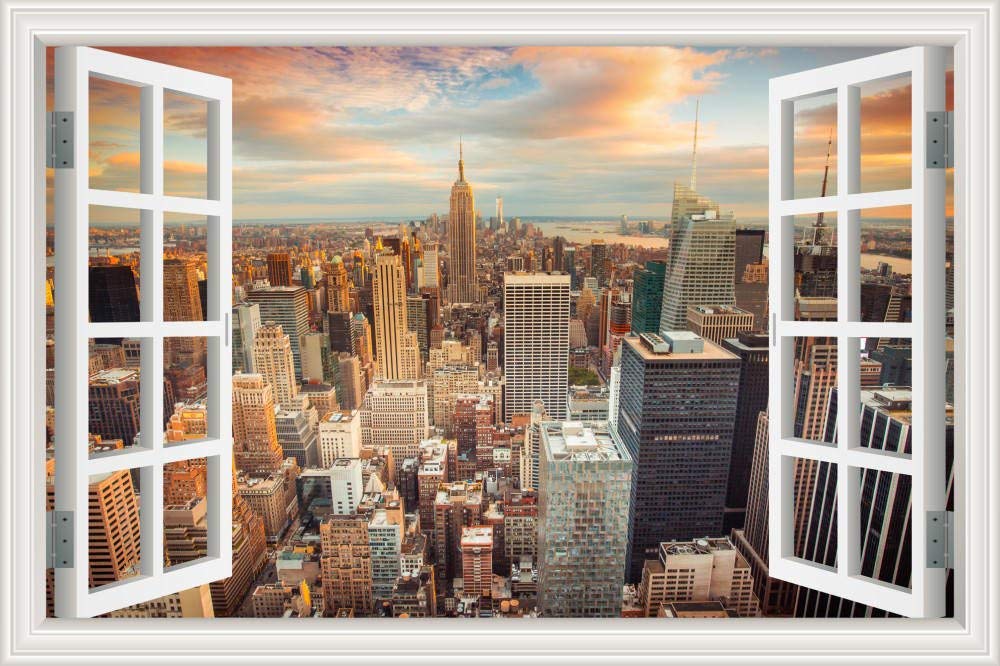 New York Thru Window Wall Mural - HD Wallpaper 