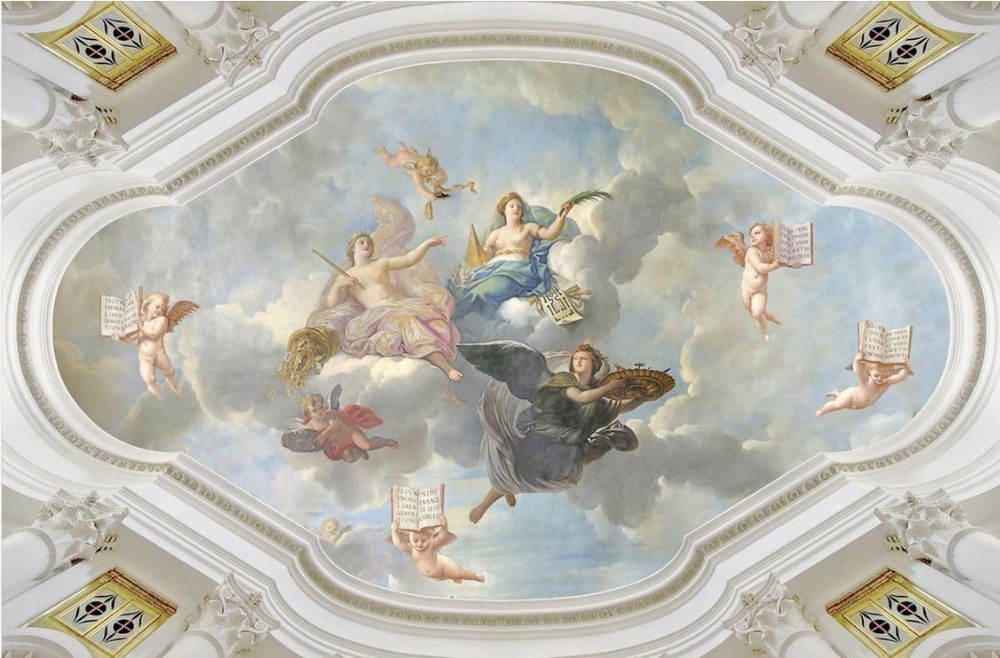 Europe Style Angel Ceiling Frescoes Ceiling Murals - Figure Of The Royal Magnificence Immortality And Progress - HD Wallpaper 