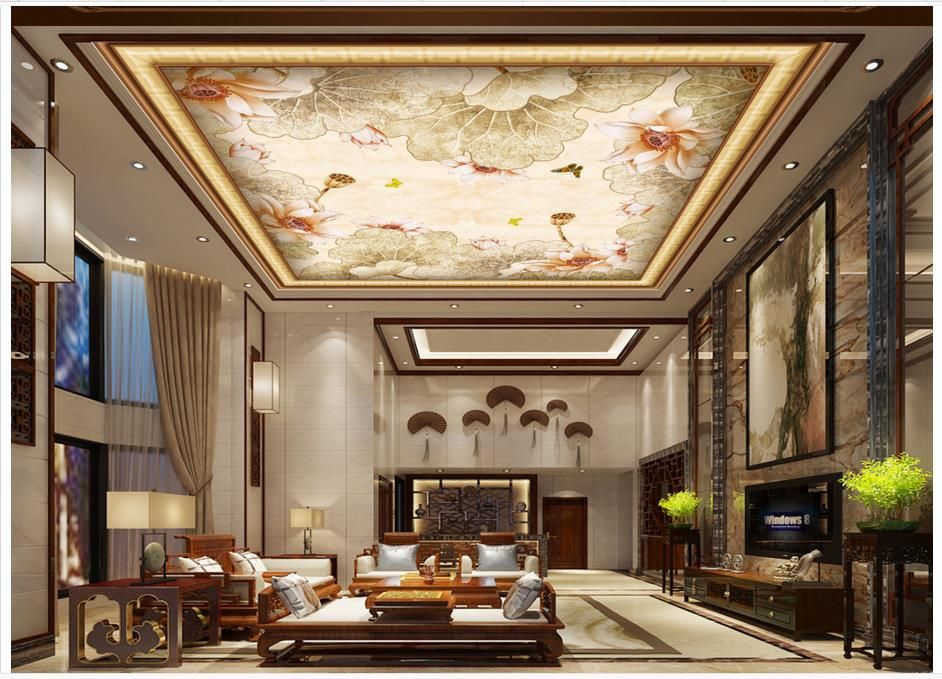 Oturma Odası Tavan Dekorasyonu - HD Wallpaper 