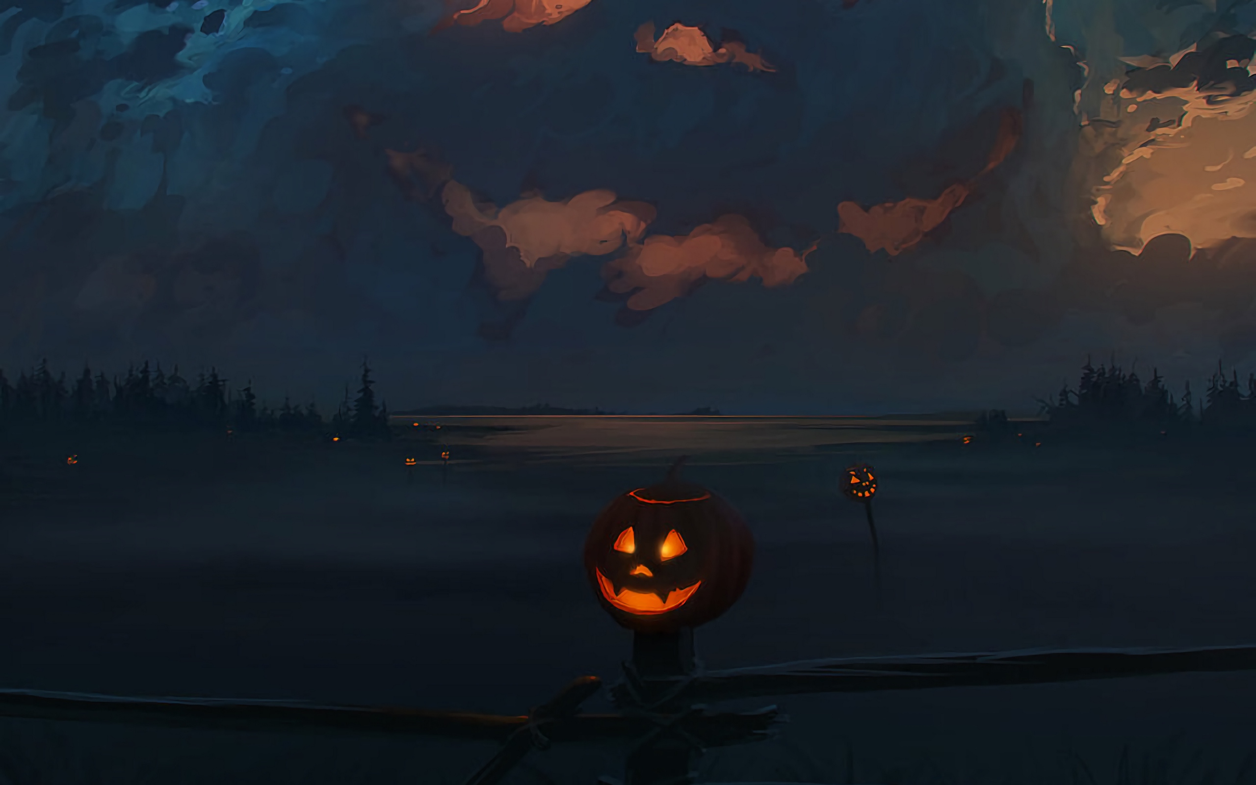 Wallpaper Jack O Lantern, Pumpkin, Halloween, Art, - Jack O Lantern Wallpaper Hd - HD Wallpaper 