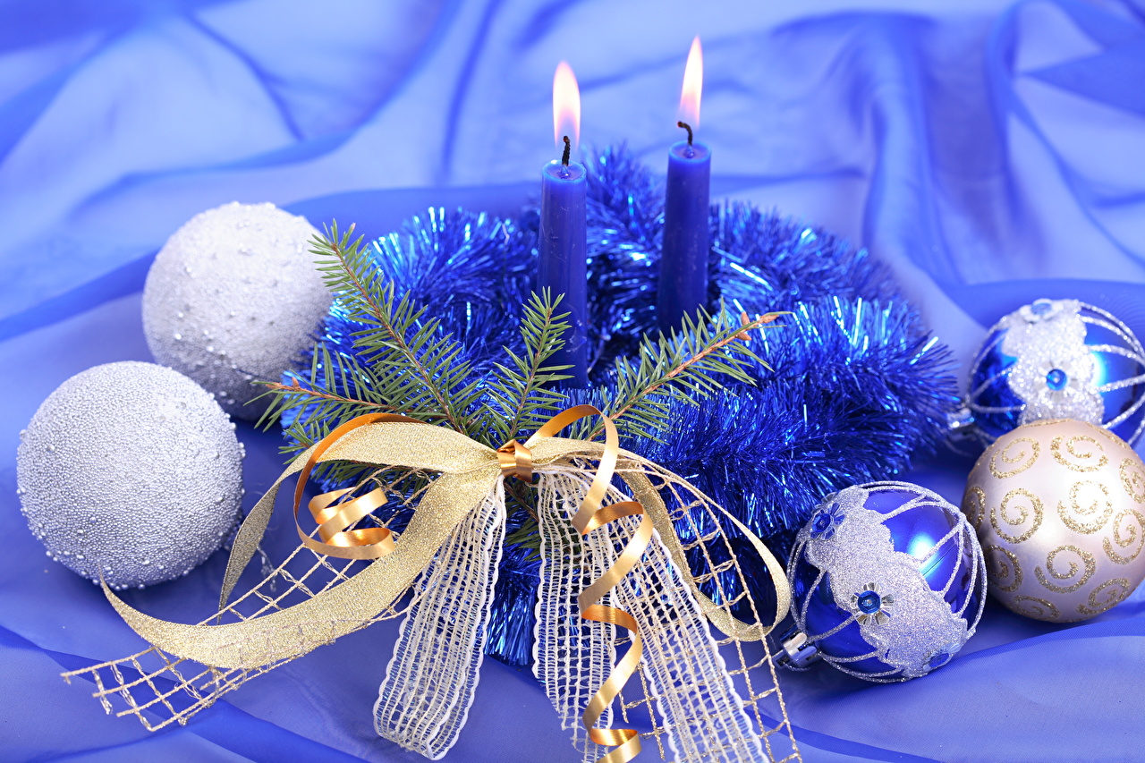 Christmas Candle Blue - HD Wallpaper 