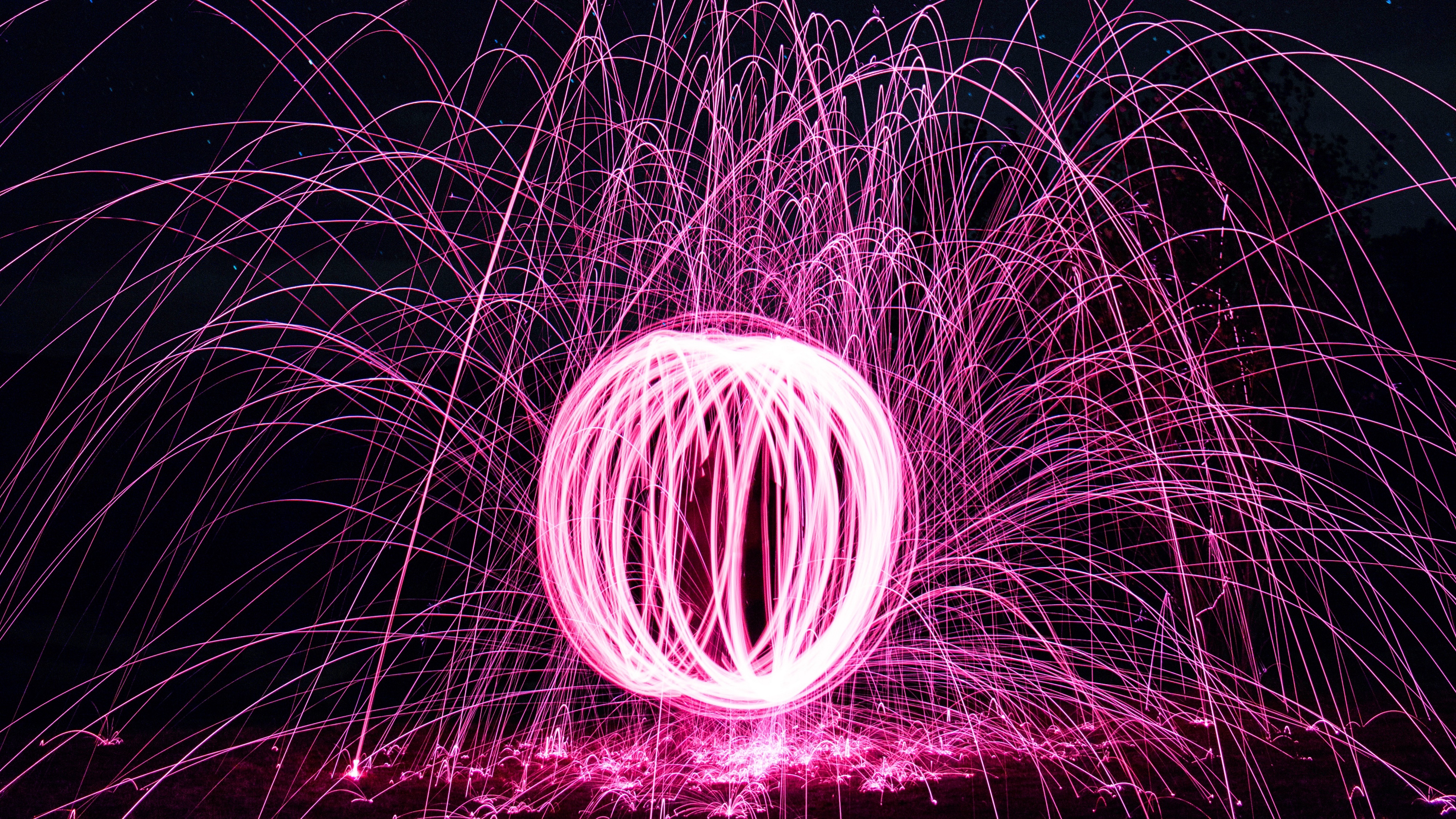 Light Art Ball Rays Radiance Glitter 4k - Pink Glitter - HD Wallpaper 