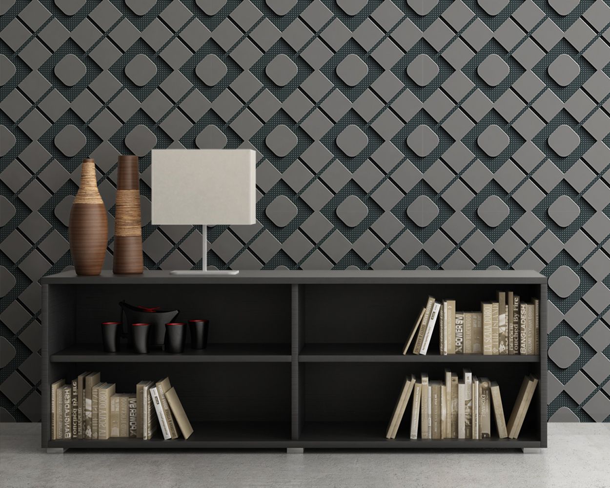 3d Effect Squares Wall Mural - Papel Mural 3d Piedra - HD Wallpaper 