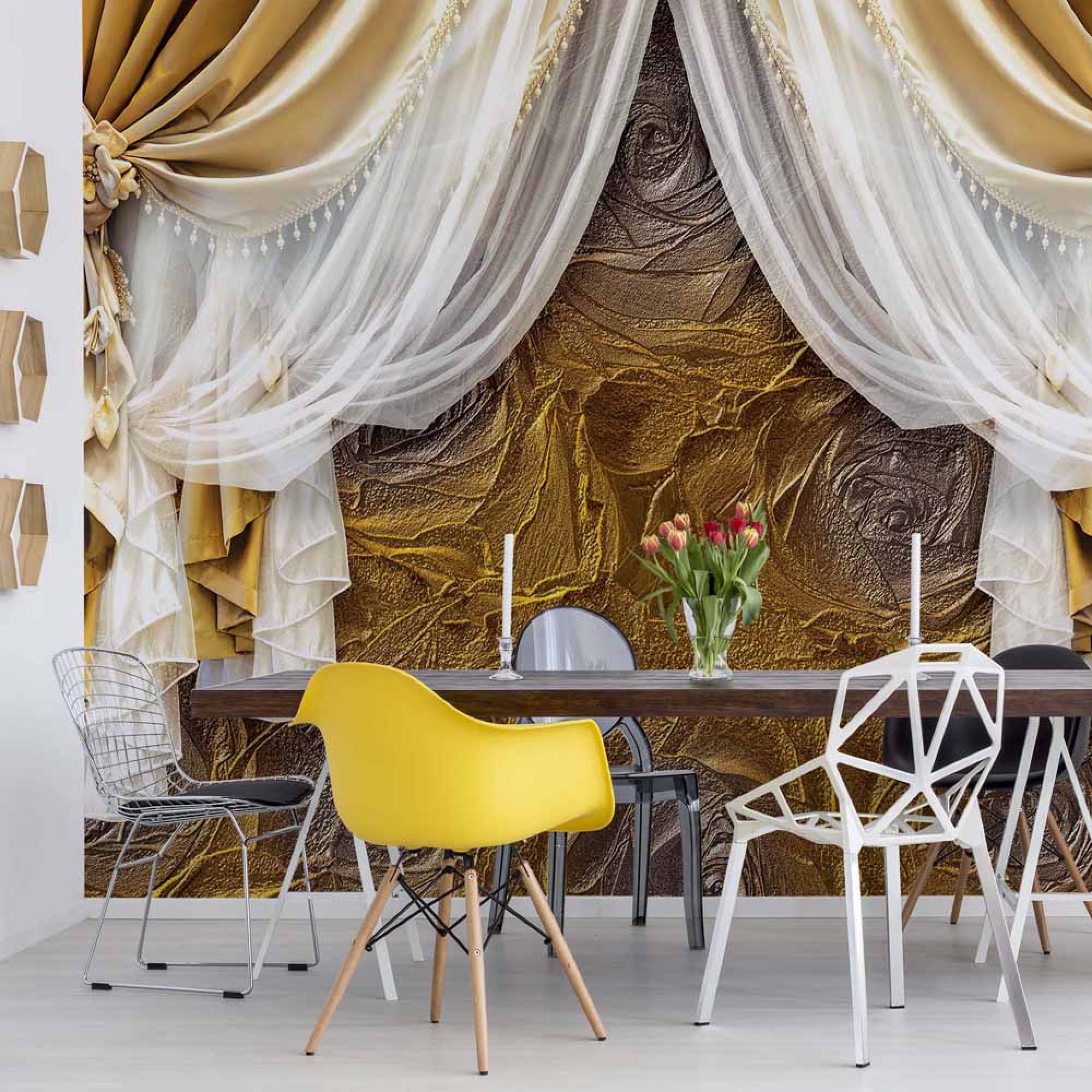 Golden Curtains Luxury Effect - Фототапет Камъни В Морето - HD Wallpaper 