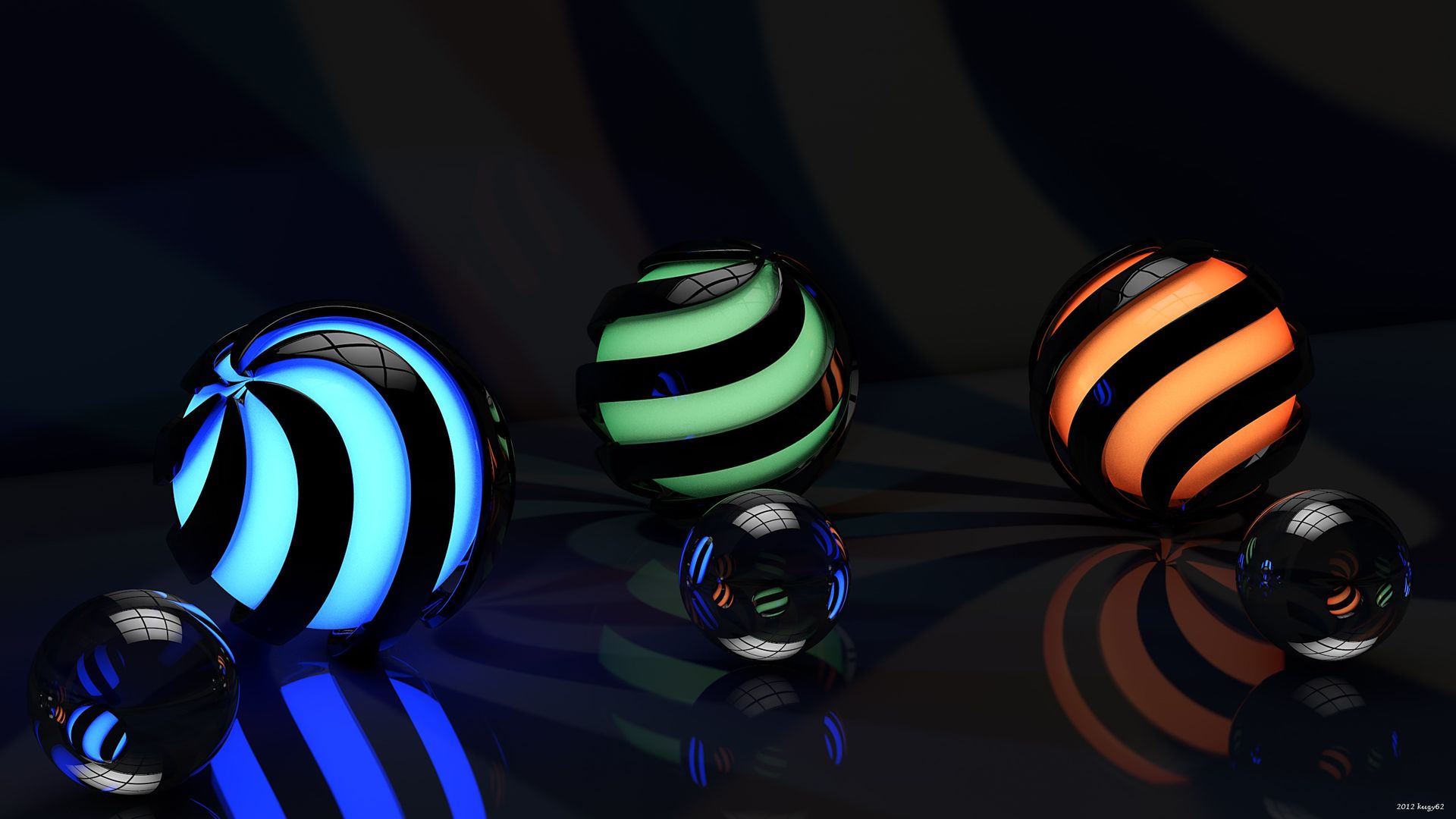 Illuminated 3d Glass Spheres - Wallpaper - HD Wallpaper 