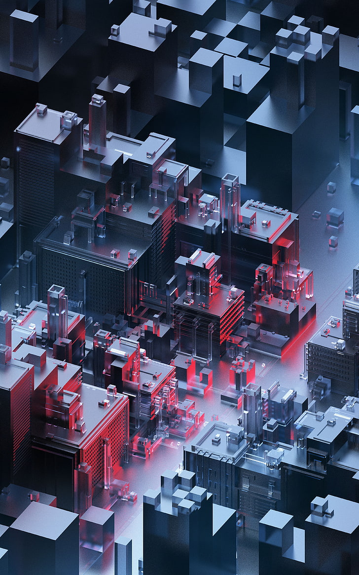 Buildings, Architecture, 4k, Glass, Dark, Neon, 3d, - Abstract Architecture 4k - HD Wallpaper 