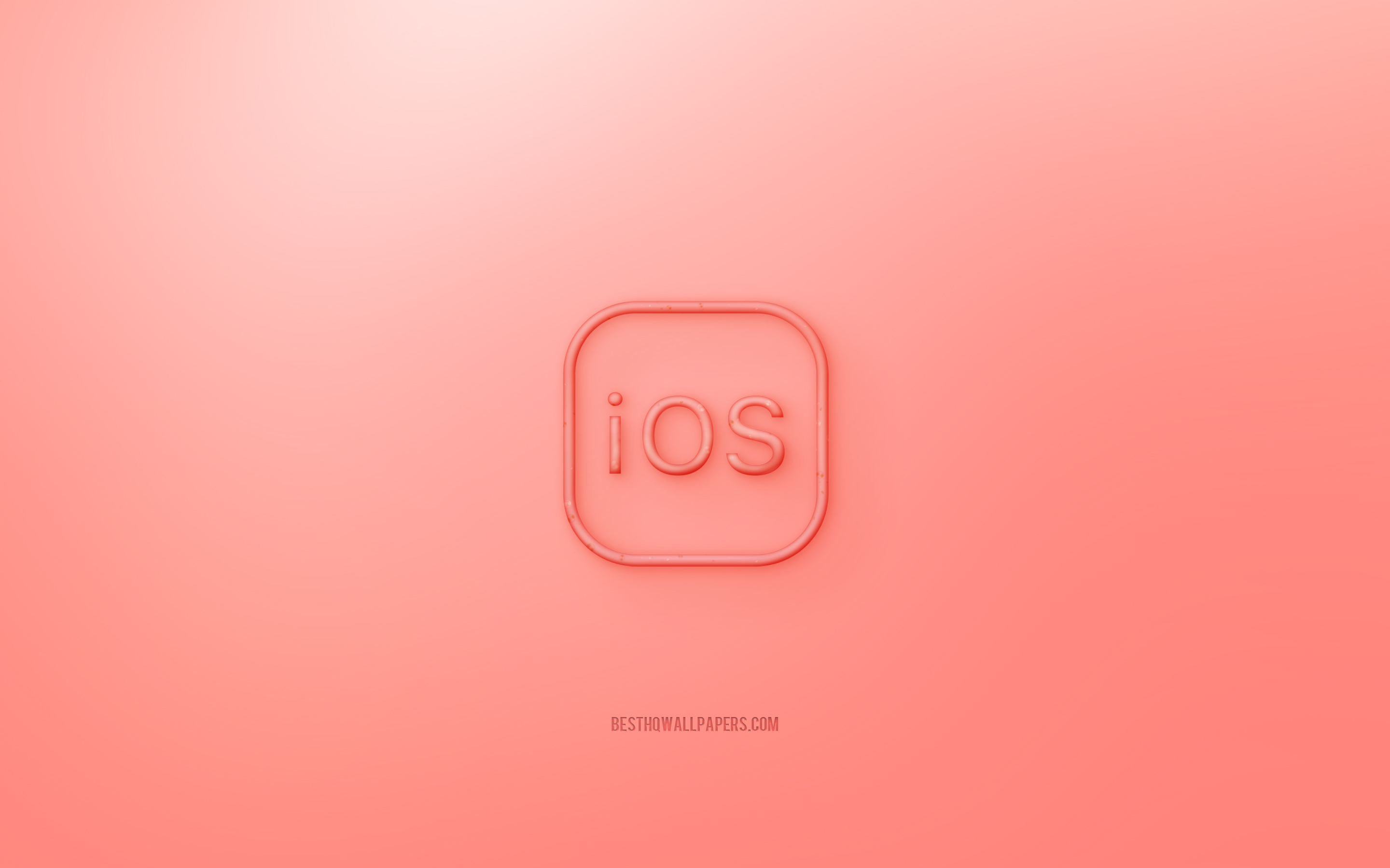 Ios 3d Logo, Red Background, Ios Jelly Logo, Ios Emblem, - Peach - HD Wallpaper 