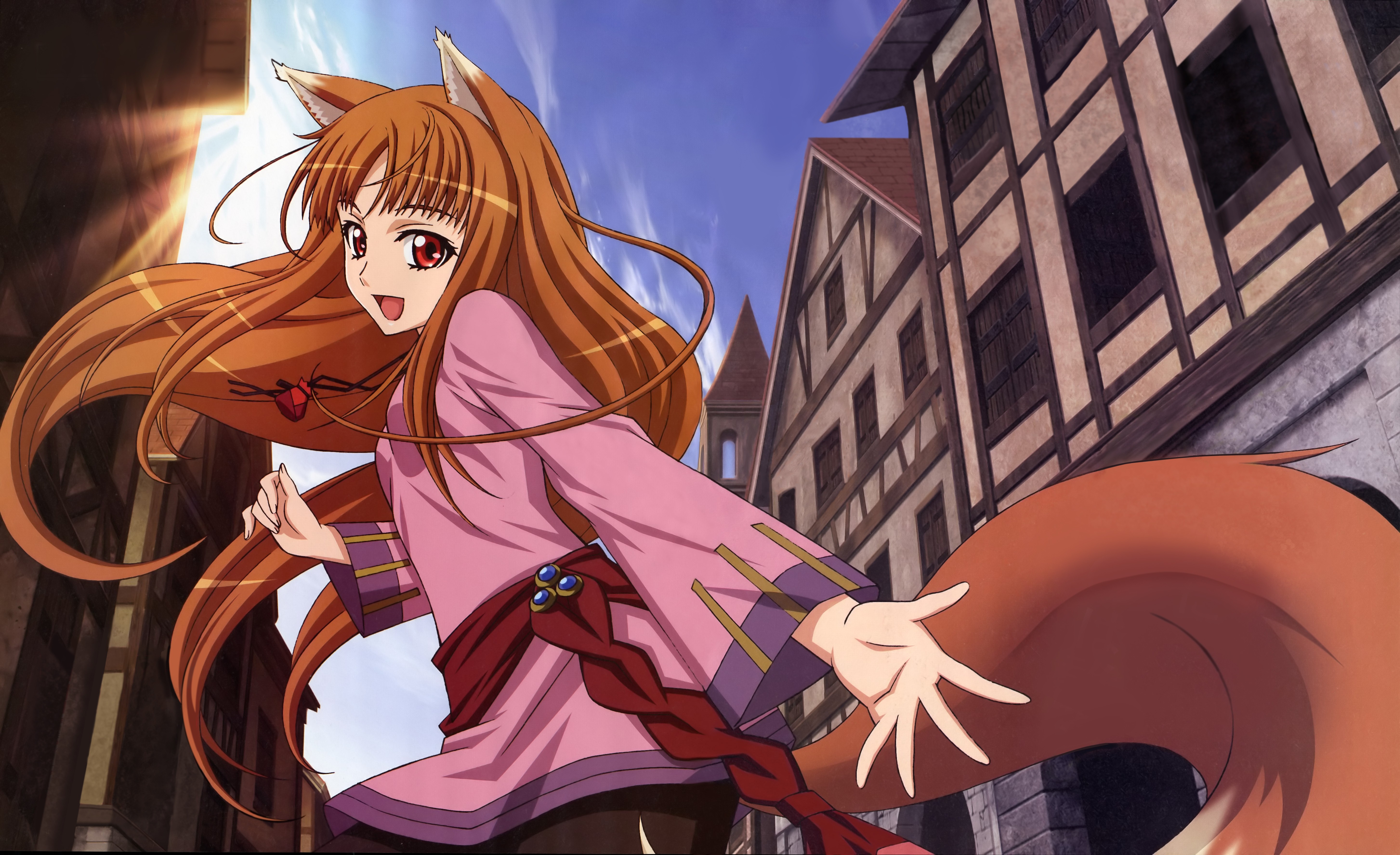 Spice And Wolf Nekomimi Holo The Wise Wolf Wallpaper - Anime Spicy And Wolf - HD Wallpaper 