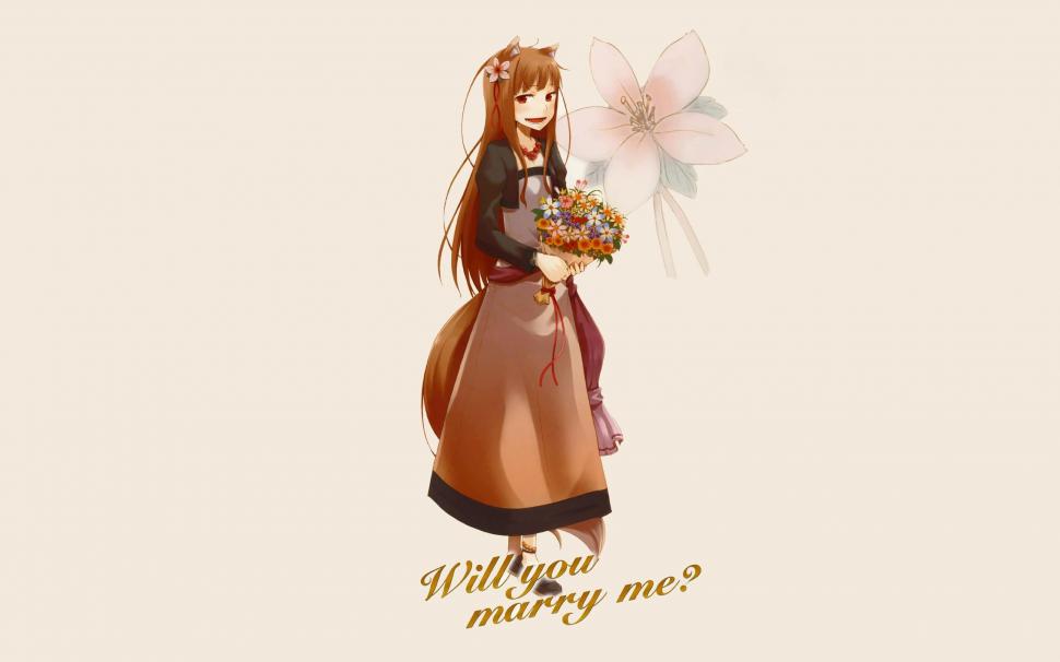 Spice And Wolf Wallpaper,anime Hd Wallpaper,2560x1600 - Holo The Wise Wolf In Flowers - HD Wallpaper 