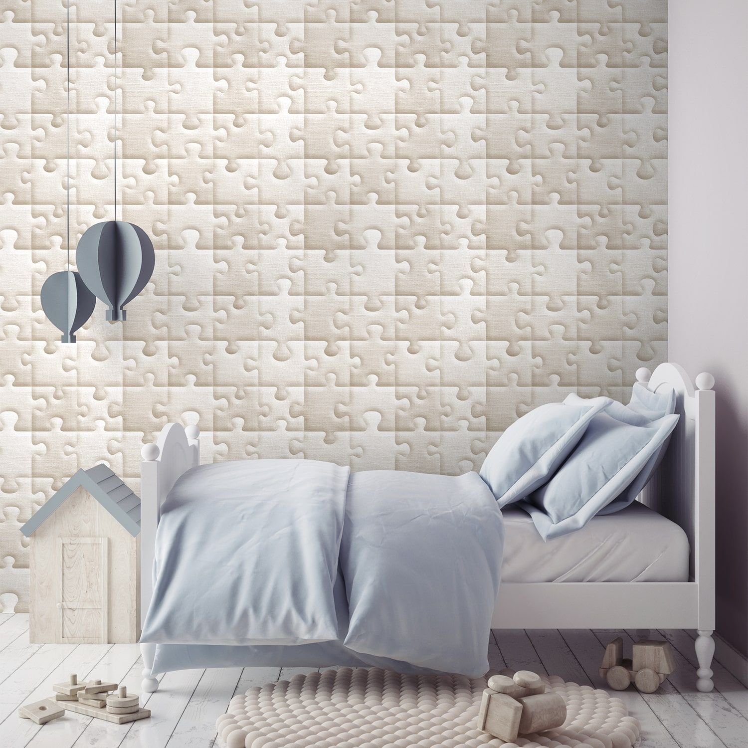 Raw Jute-fabric Giant Puzzle Wallpaper - Kinder Wandtattoo Hase - HD Wallpaper 