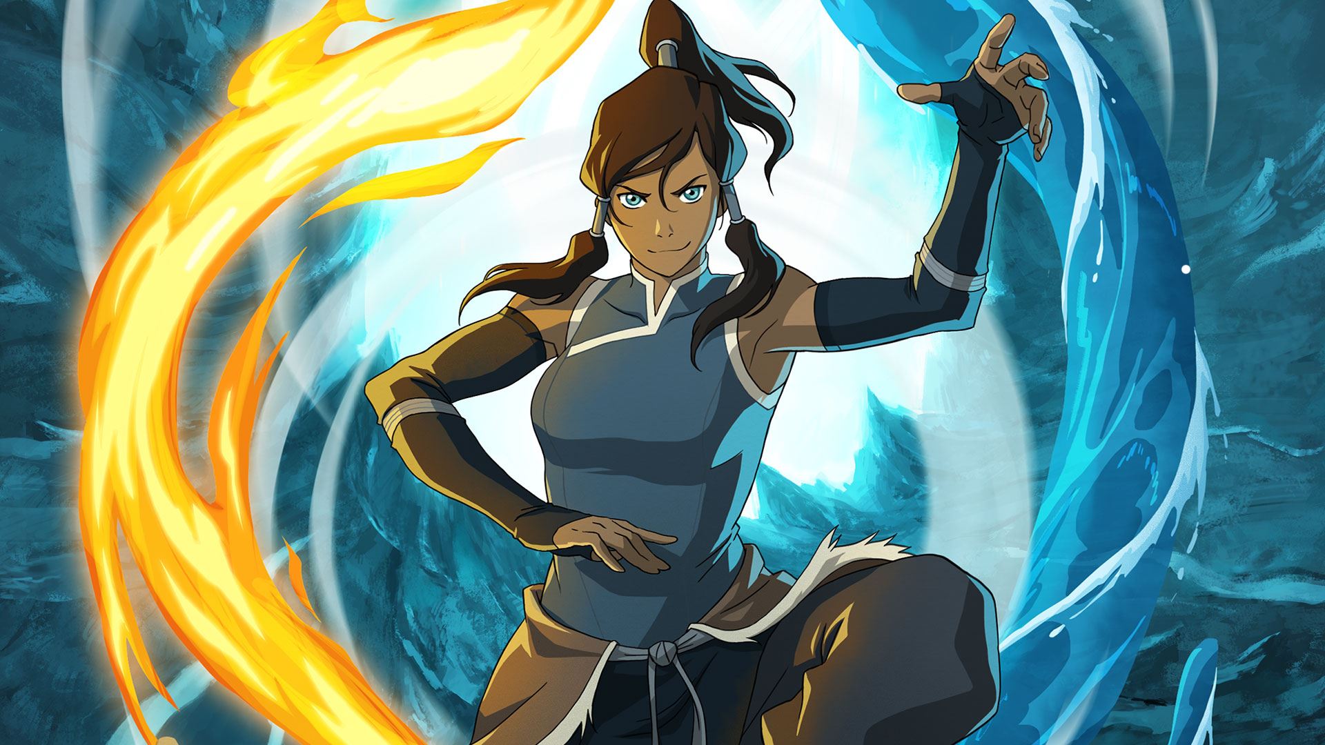 Wallpaper The Legend Of Korra Element Fire Ice - Legend Of Korra - HD Wallpaper 