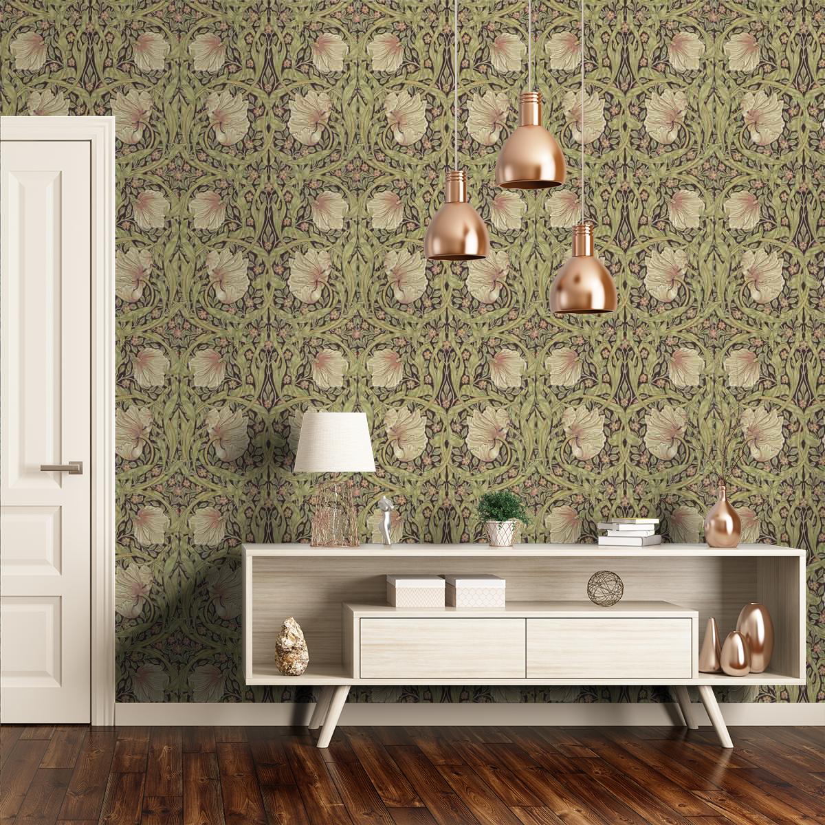 Pimpernel Wallpaper Morris And Co Bayleaf/manilla 216470 - Osborne And Little Trailing Orchid - HD Wallpaper 