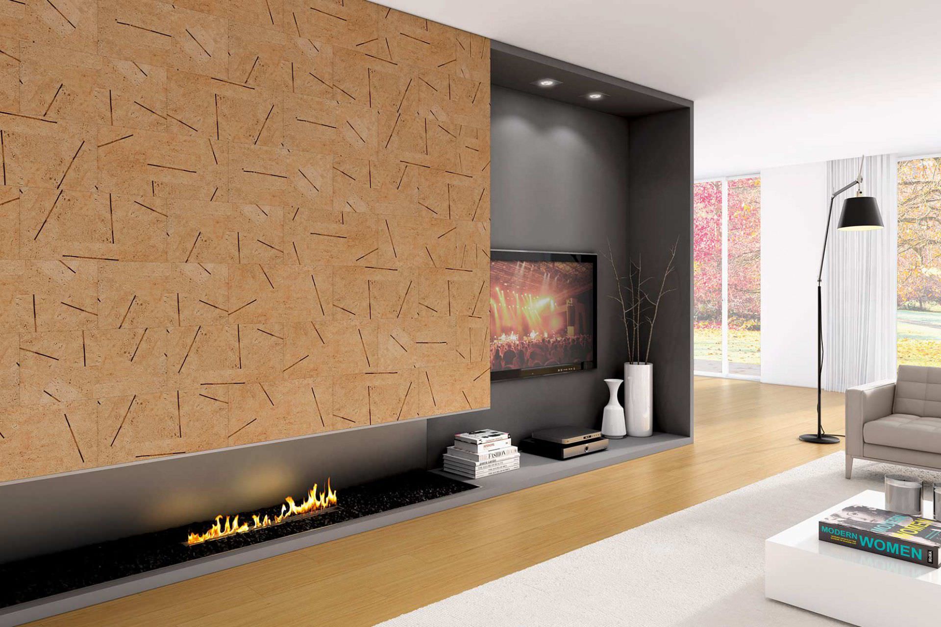 Decorated With Cork Wallpaper At The Hi-tech Design - Revestimento Para Parede Em Cortiça - HD Wallpaper 