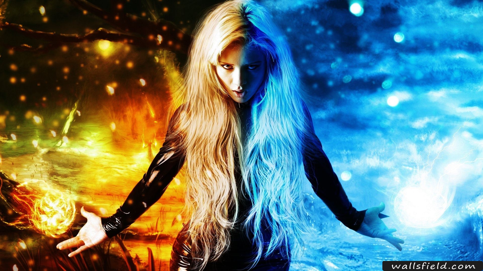 Ice And Fire Woman 19x1080 Wallpaper Teahub Io
