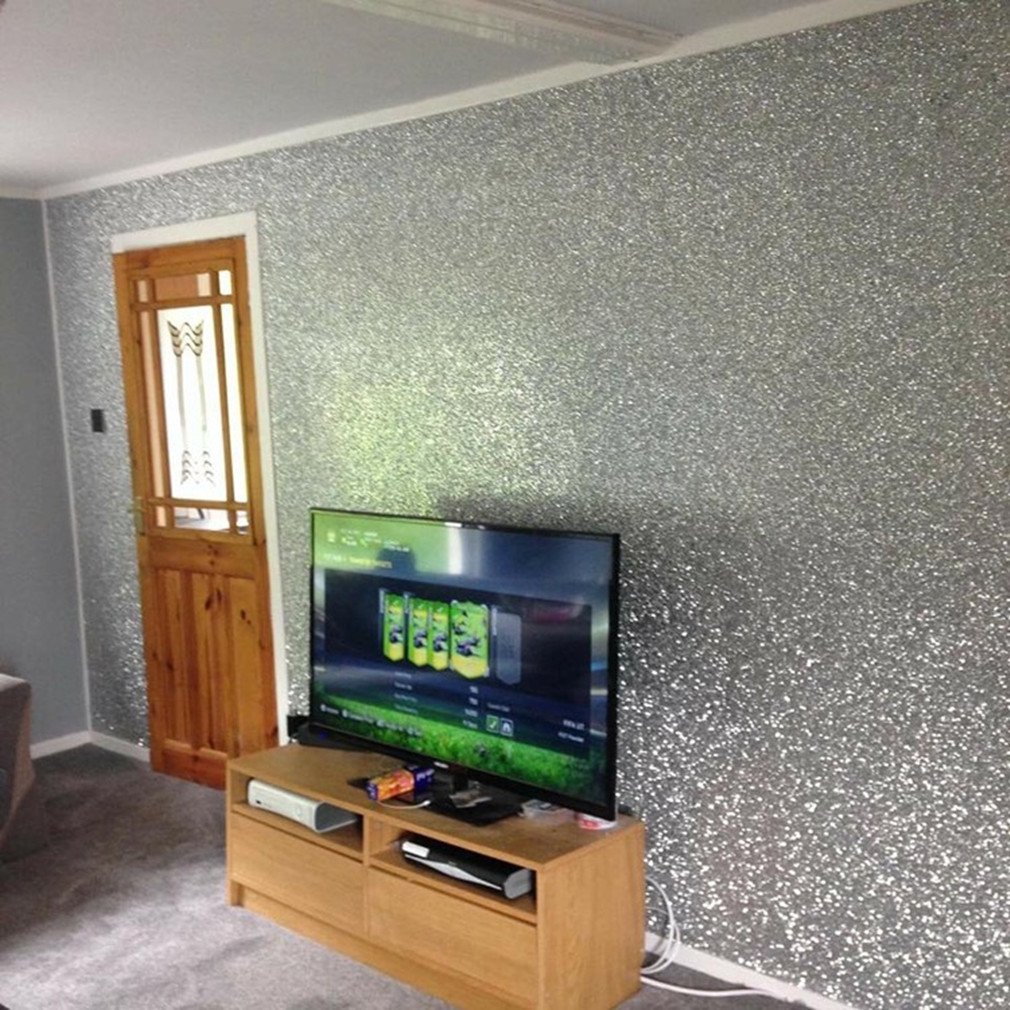 Silver Glitter Wallpaper In Living Room - HD Wallpaper 