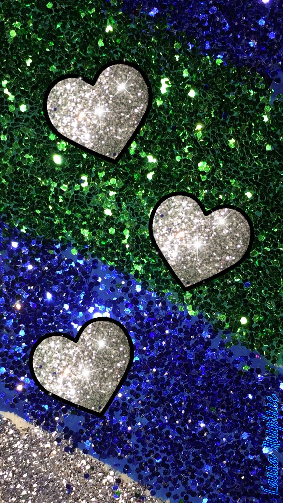 Green Glitter Heart - HD Wallpaper 
