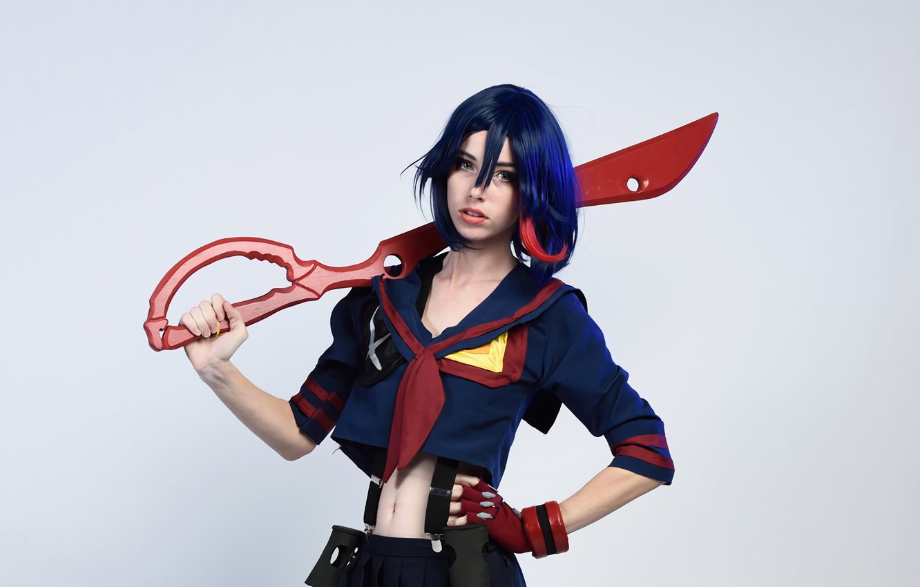 Photo Wallpaper Girl, Sword, Ken, Blade, Cosplay, Scissors, - Ryuko Matoi Cosplay 4k - HD Wallpaper 