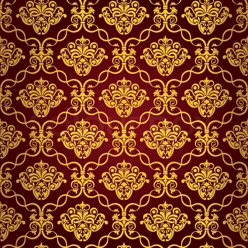 Red Wallpaper With Gold Pattern - HD Wallpaper 