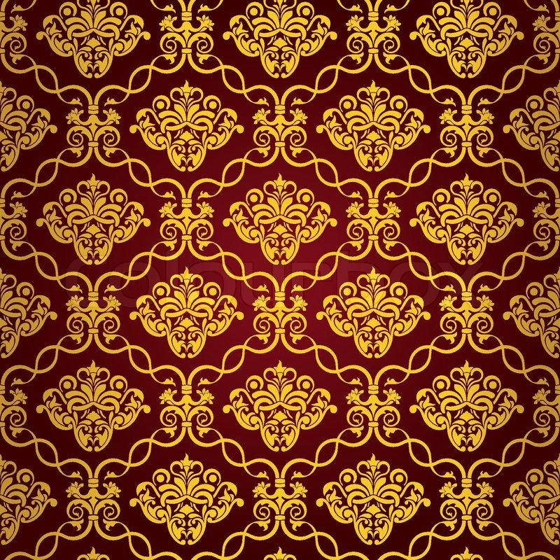 Red Wallpaper With Gold Pattern - HD Wallpaper 