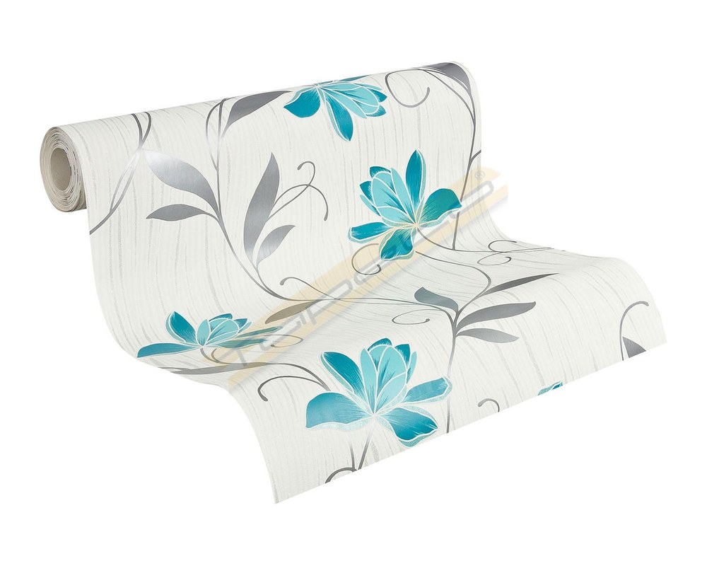 Tapete Grau Blumen Blau - HD Wallpaper 