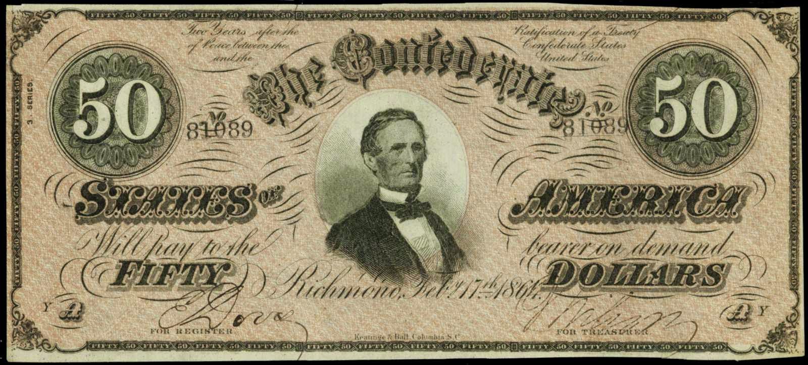 Jefferson Davis Confederate Money - HD Wallpaper 