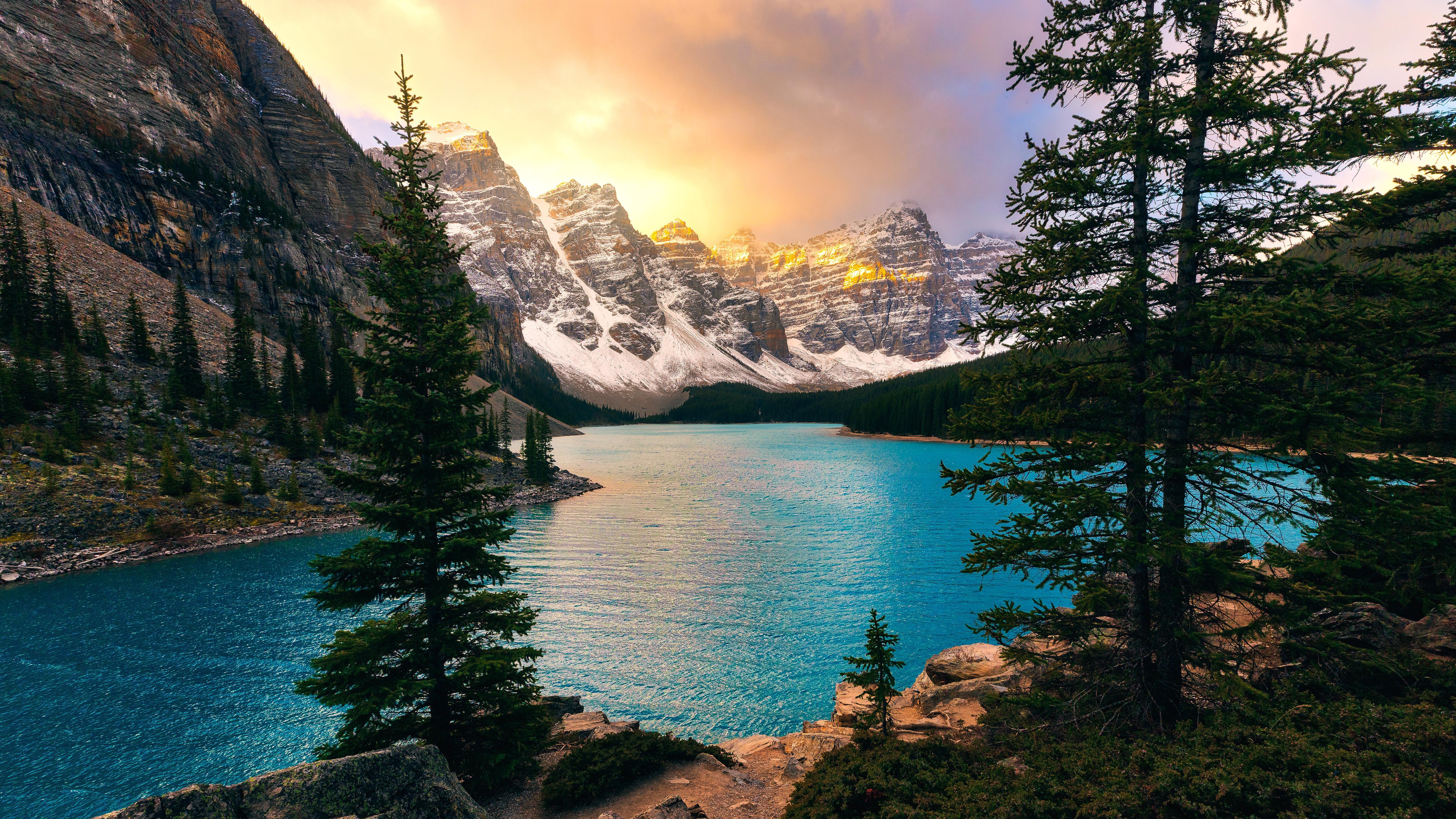Photo Wallpaper Trees, Mountains, Lake, Ate, Canada, - Moraine Lake - HD Wallpaper 