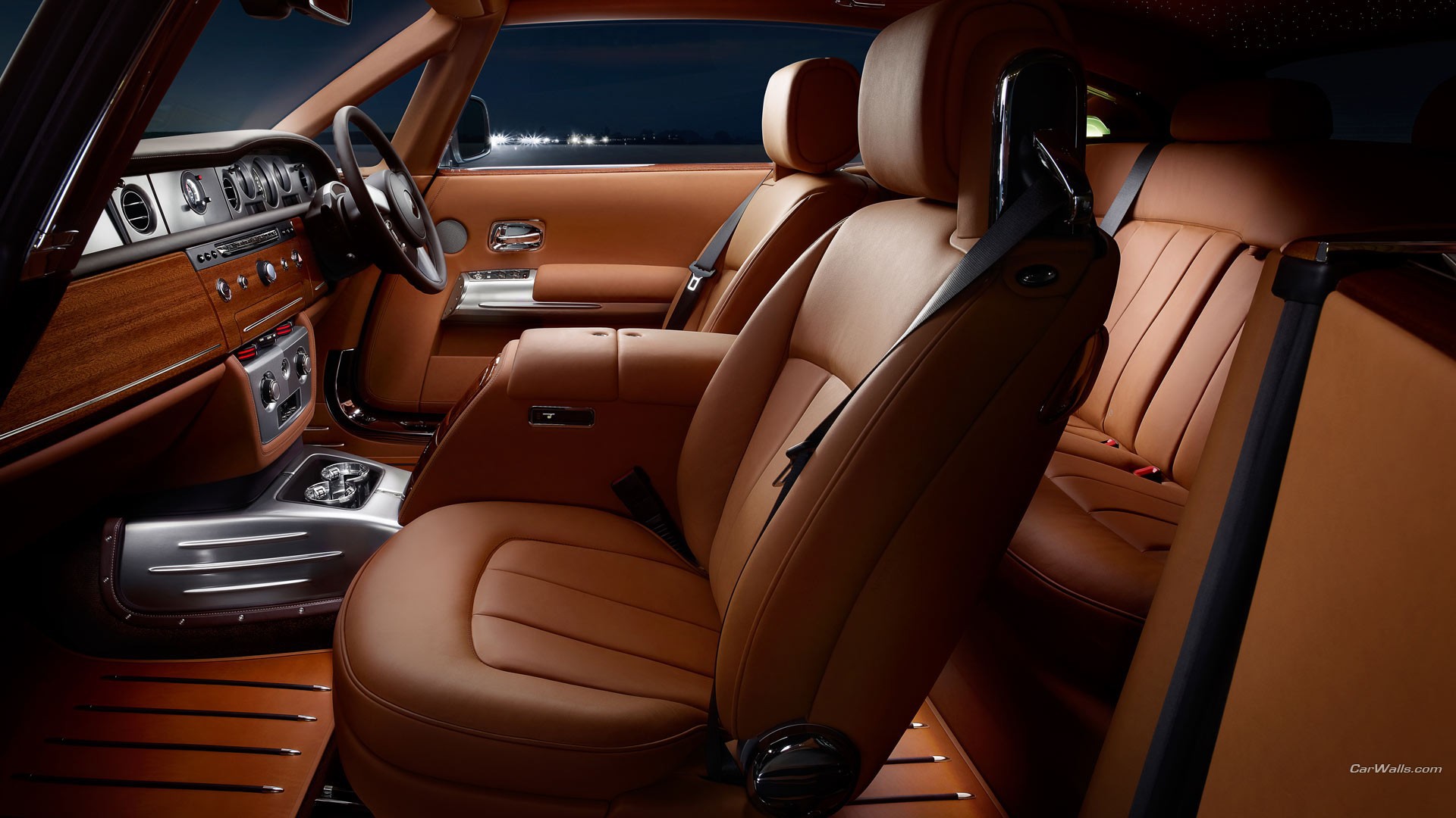 Brown Leather Interior Rolls-royce Phantom - Rolls Royce Phantom Coupe Interior - HD Wallpaper 