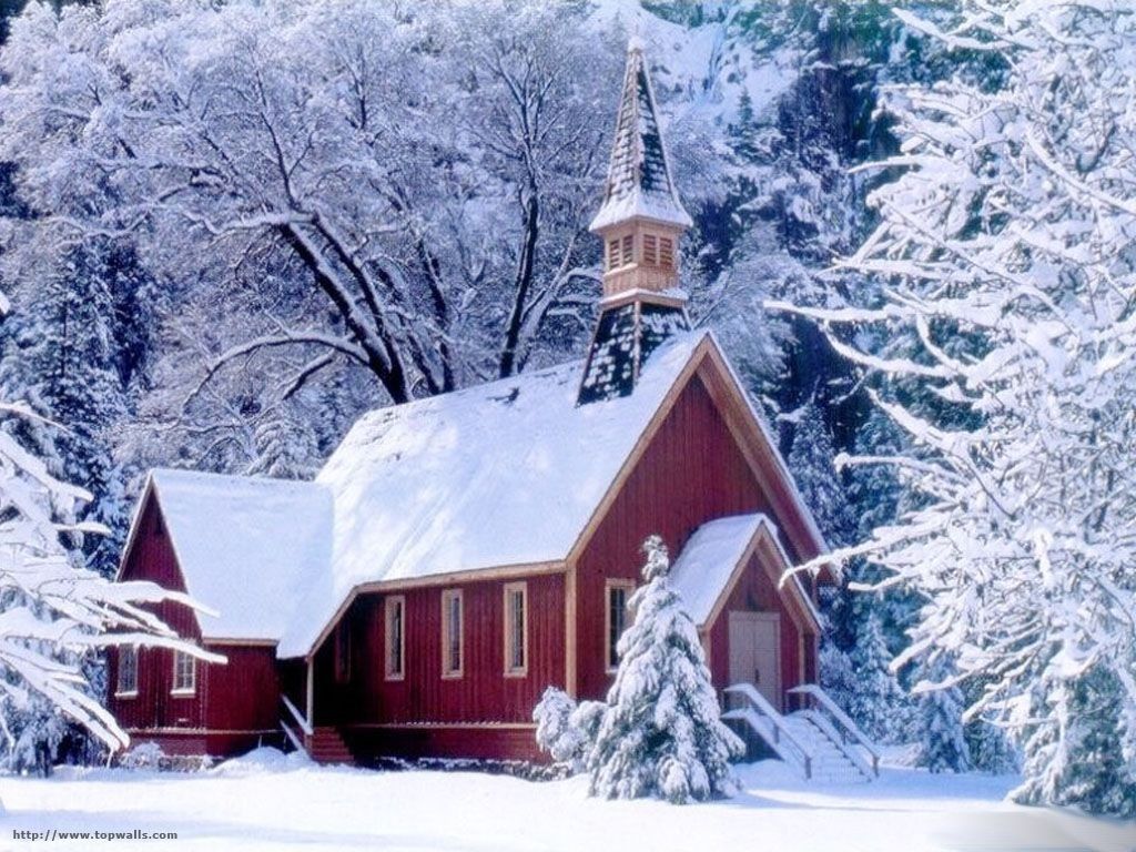 Church In The Snow - HD Wallpaper 