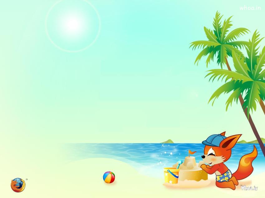Firefox And Chrome Theme Cartoon Wallpaper For Desktop - Vacation - HD Wallpaper 