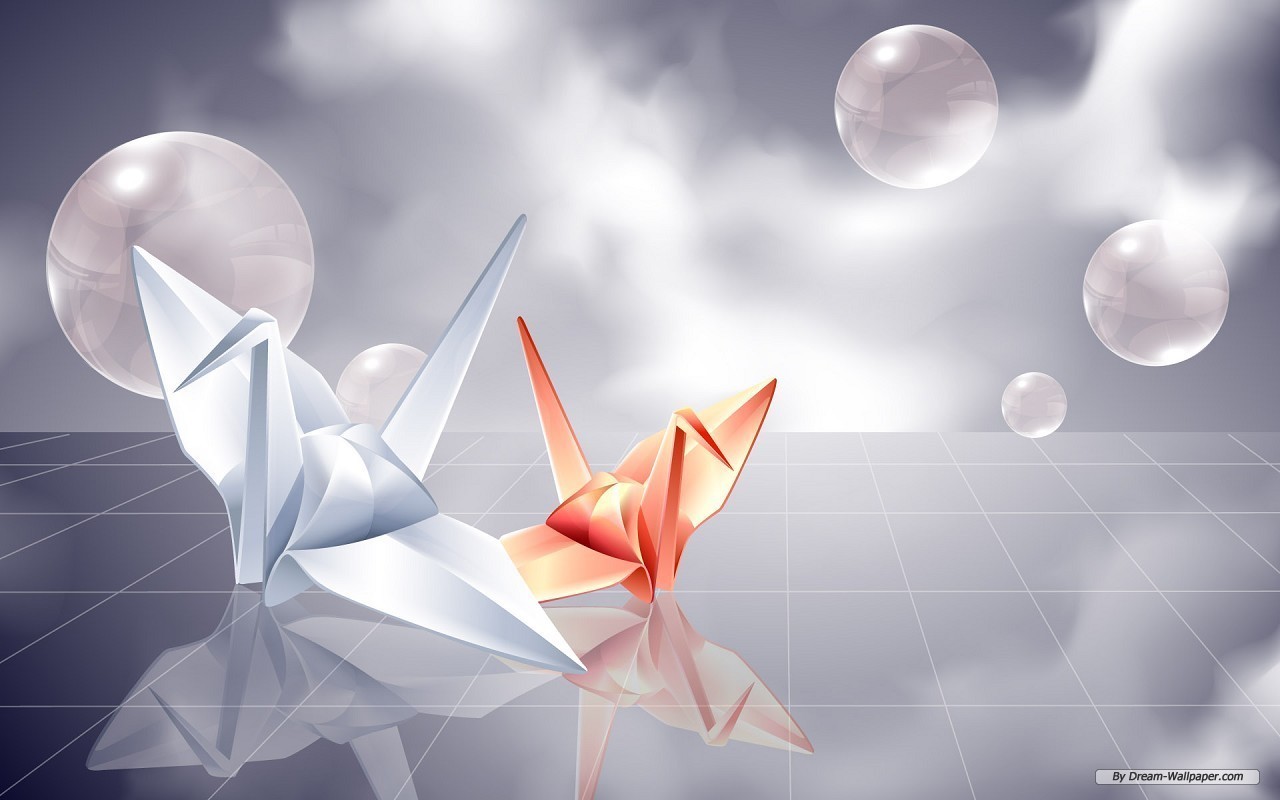 Origami Crane Wallpaper - Origami Background - HD Wallpaper 