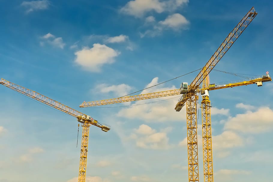 Photo Of Yellow Tower Crane At Daytime, Cranes, Construction, - Construction Crane - HD Wallpaper 
