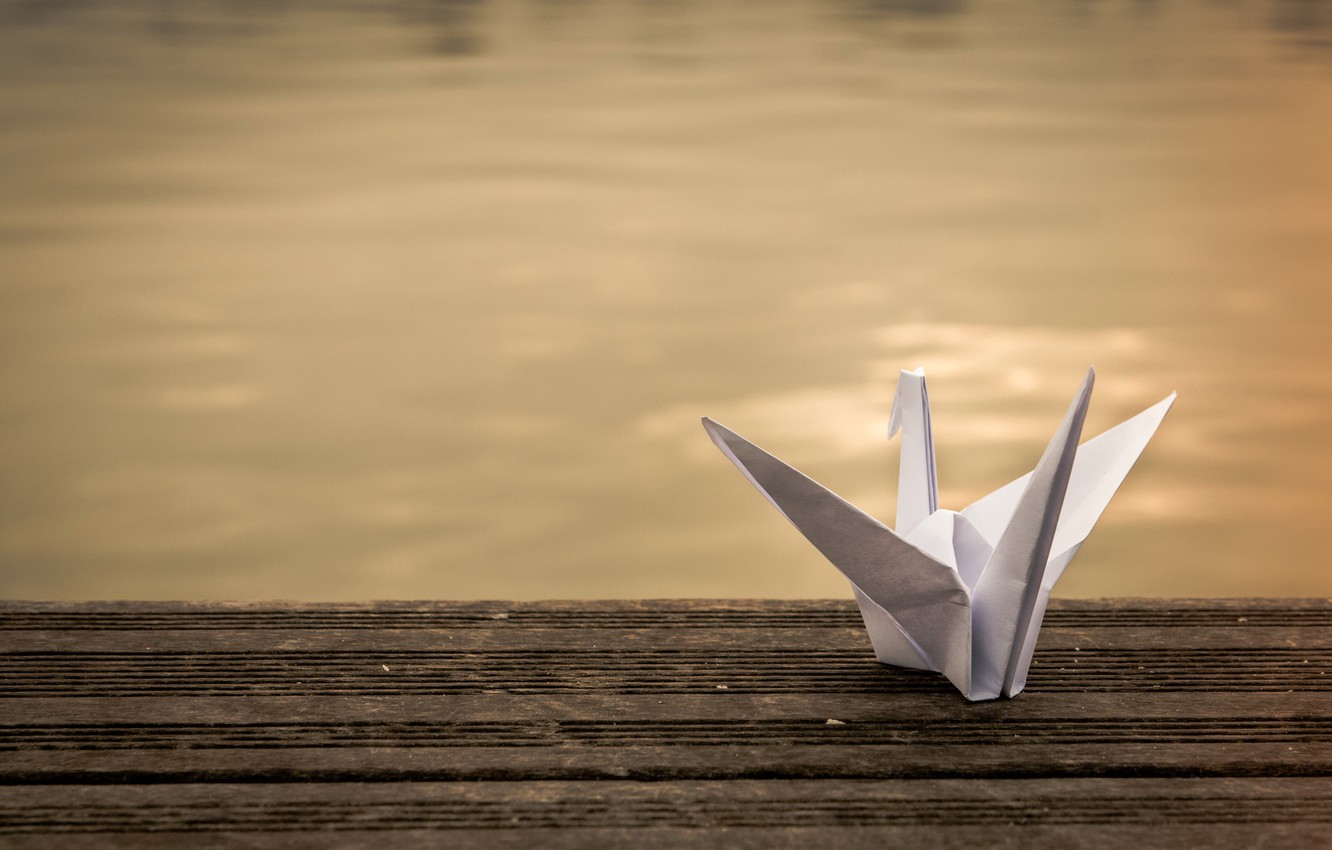 Photo Wallpaper Paper, Background, Origami, Crane - Оригами Фон - HD Wallpaper 